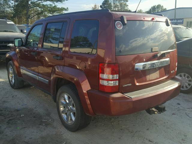 1J8GP58K38W113133 - 2008 JEEP LIBERTY LI MAROON photo 3