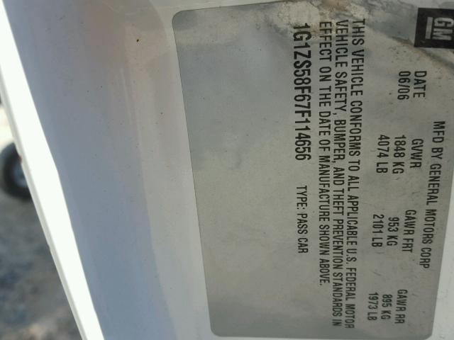 1G1ZS58F67F114656 - 2007 CHEVROLET MALIBU LS 白色 照片 10