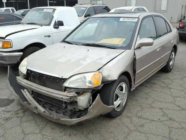 1HGES25781L054925 - 2001 HONDA CIVIC EX TAN photo 2