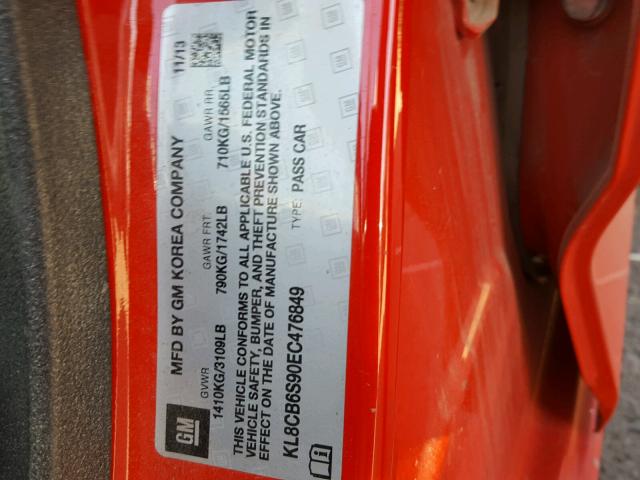 KL8CB6S90EC476849 - 2014 CHEVROLET SPARK LS RED photo 10