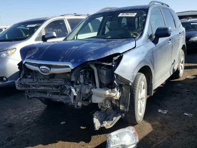 JF2SJAEC8EH427760 - 2014 SUBARU FORESTER 2 BLUE photo 2