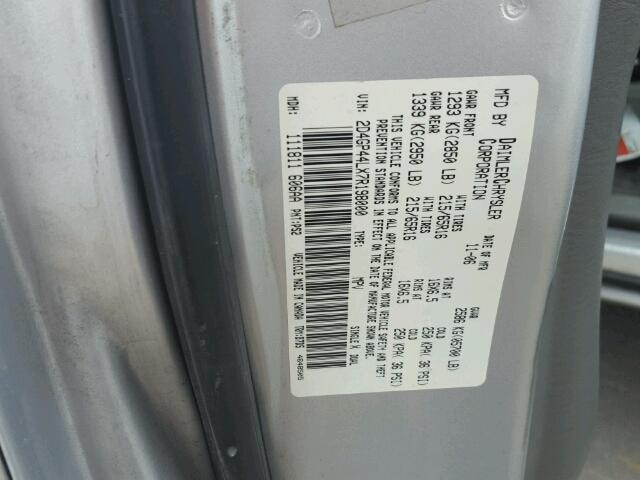 2D4GP44LX7R198000 - 2007 DODGE GRAND CARA SILVER photo 10