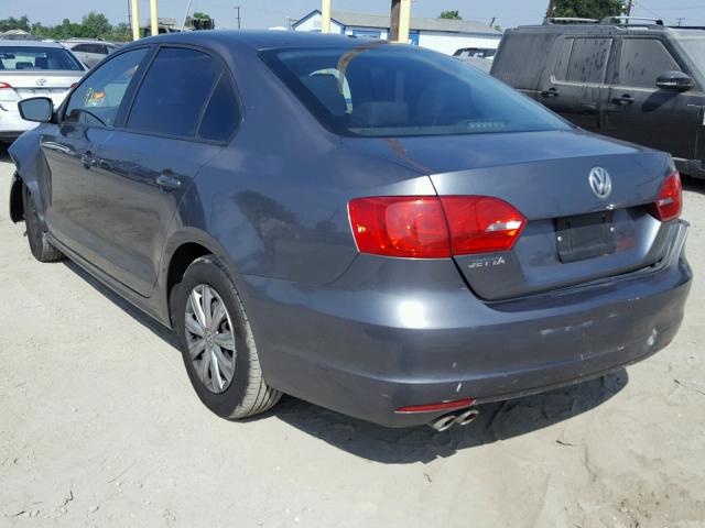 3VW2K7AJ5DM301222 - 2013 VOLKSWAGEN JETTA BASE CHARCOAL photo 3
