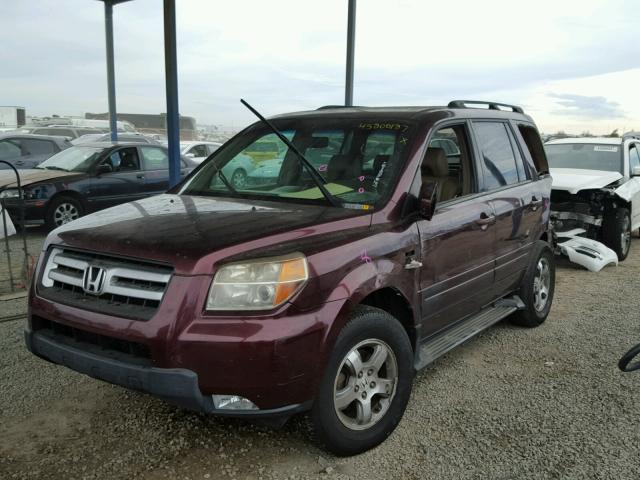 2HKYF18537H511058 - 2007 HONDA PILOT EXL MAROON photo 2