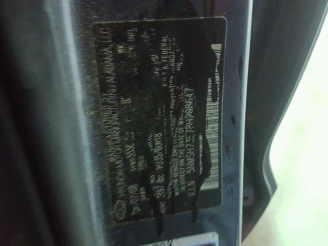 5NMSH73E78H208647 - 2008 HYUNDAI SANTA FE S Կապույտ լուսանկար 10