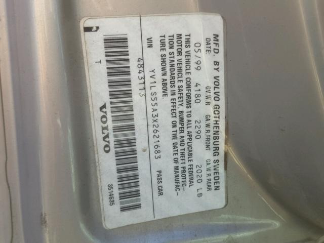 YV1LS55A3X2621683 - 1999 VOLVO S70 SILVER photo 10