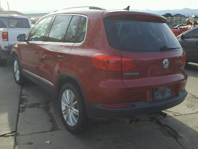 WVGBV7AX2DW008355 - 2013 VOLKSWAGEN TIGUAN S MAROON photo 3