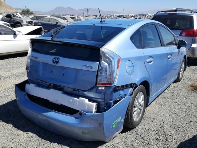 JTDKN3DP4C3011542 - 2012 TOYOTA PRIUS PLUG BLUE photo 4