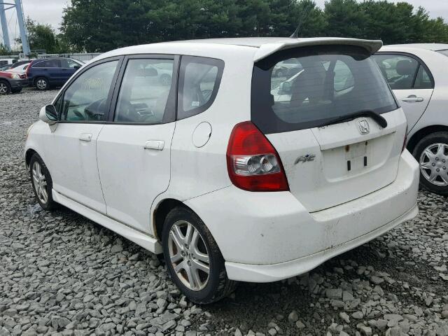 JHMGD38697S058652 - 2007 HONDA FIT S WHITE photo 3