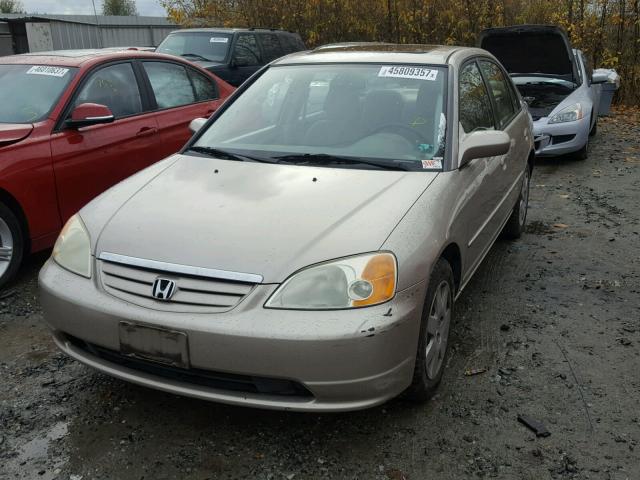 1HGES26751L077254 - 2001 HONDA CIVIC EX BEIGE photo 2