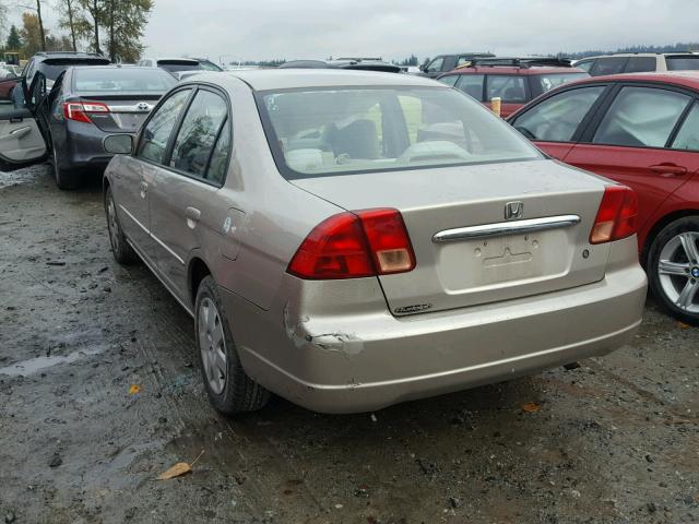 1HGES26751L077254 - 2001 HONDA CIVIC EX BEIGE photo 3