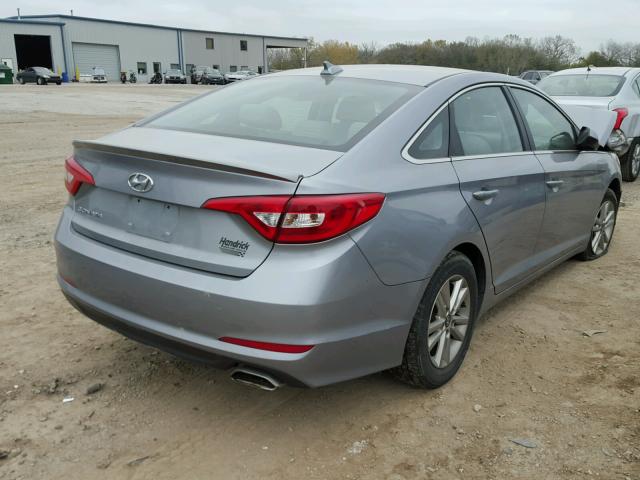 5NPE24AF6FH156324 - 2015 HYUNDAI SONATA SE GRAY photo 4