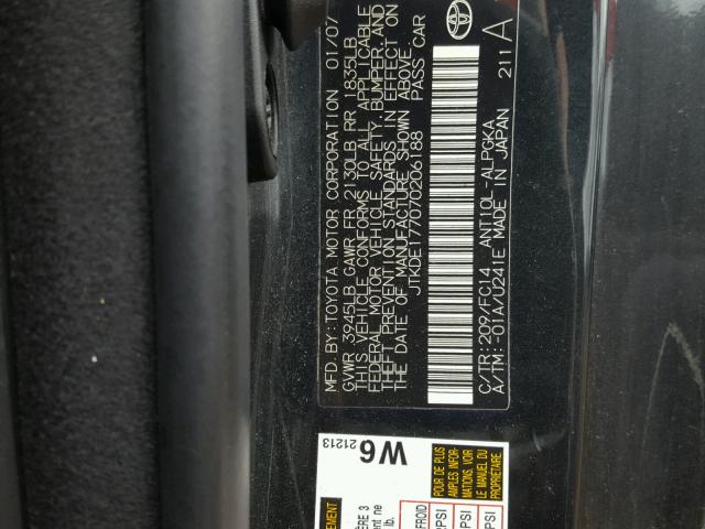 JTKDE177070206188 - 2007 TOYOTA SCION TC 黑色 照片 10