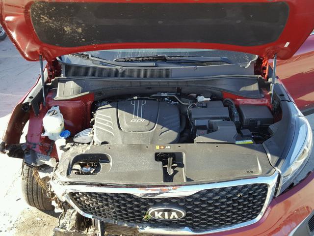 5XYPGDA57HG229051 - 2017 KIA SORENTO LX RED photo 7