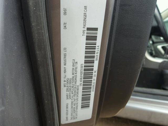 4S3BL616287212973 - 2008 SUBARU LEGACY 2.5 SILVER photo 10