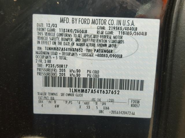 1LNHM87A54Y637652 - 2004 LINCOLN LS 黑色 照片 10