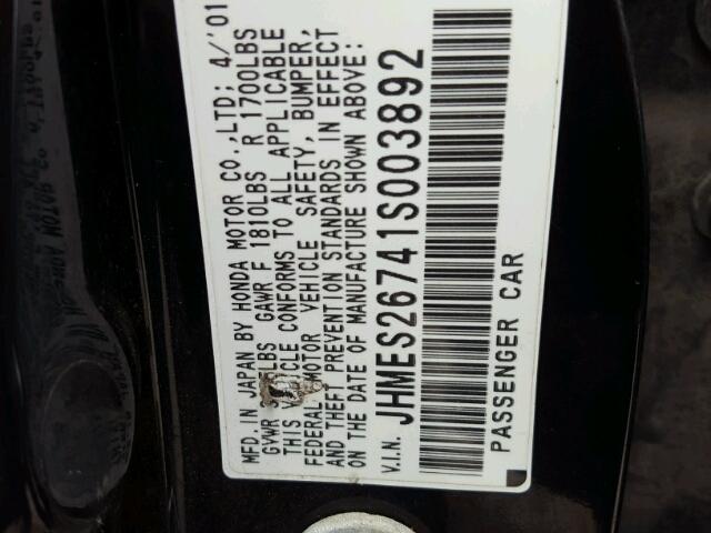 JHMES26741S003892 - 2001 HONDA CIVIC EX Qara foto 10