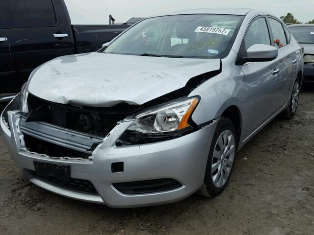 3N1AB7APXEL685477 - 2014 NISSAN SENTRA S SILVER photo 2