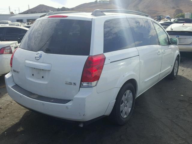 5N1BV28U86N100139 - 2006 NISSAN QUEST S WHITE photo 4