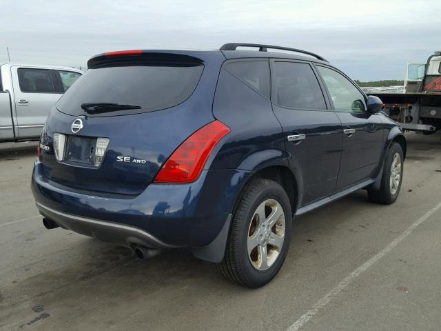 JN8AZ08WX5W428864 - 2005 NISSAN MURANO SL BLUE photo 4