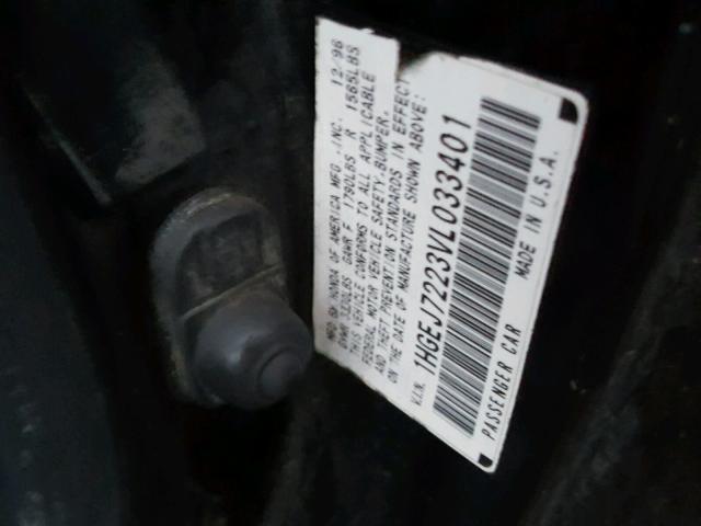 1HGEJ8249YL115418 - 2000 HONDA CIVIC EX შავი ფოტო 10