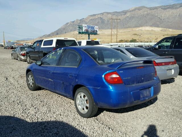 1B3ES56C54D573782 - 2004 DODGE NEON BLUE photo 3