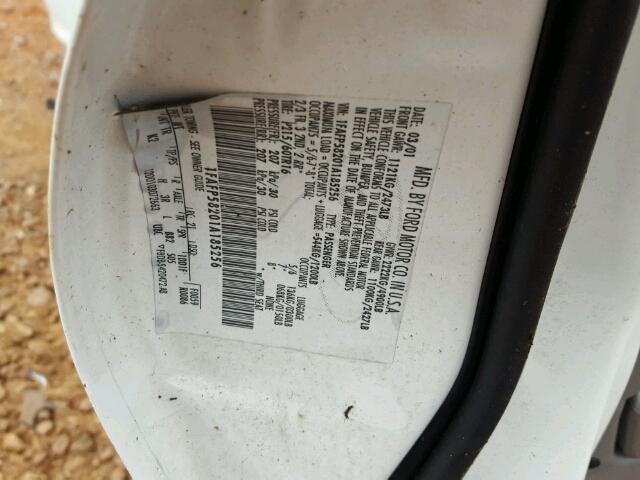 1FAFP58201A185256 - 2001 FORD TAURUS SE WHITE photo 10