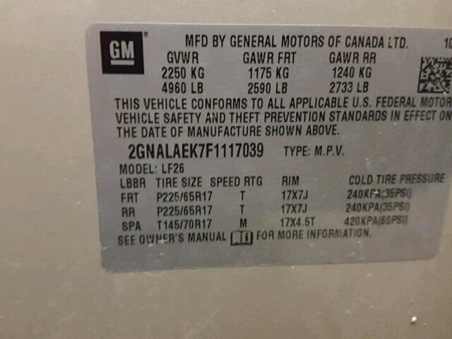 2GNALAEK7F1117039 - 2015 CHEVROLET EQUINOX LS SILVER photo 10