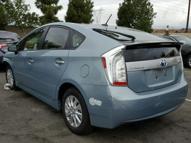 JTDKN3DP3D3043108 - 2013 TOYOTA PRIUS PLUG GREEN photo 3