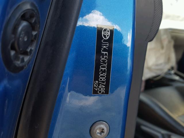 JTKJF5C70E3087485 - 2014 TOYOTA SCION TC 蓝色 照片 10