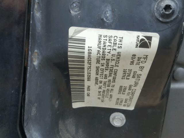 1G8AG52F75Z153566 - 2005 SATURN ION LEVEL BLACK photo 10