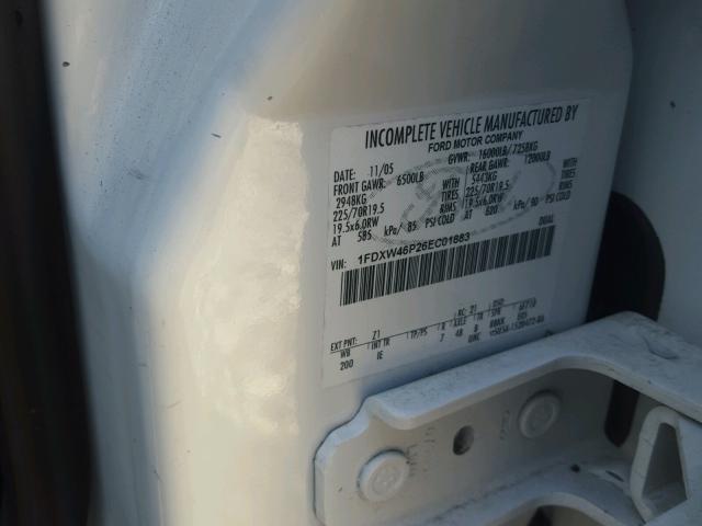 1FDXW46P26EC01883 - 2006 FORD F450 SUPER WHITE photo 10