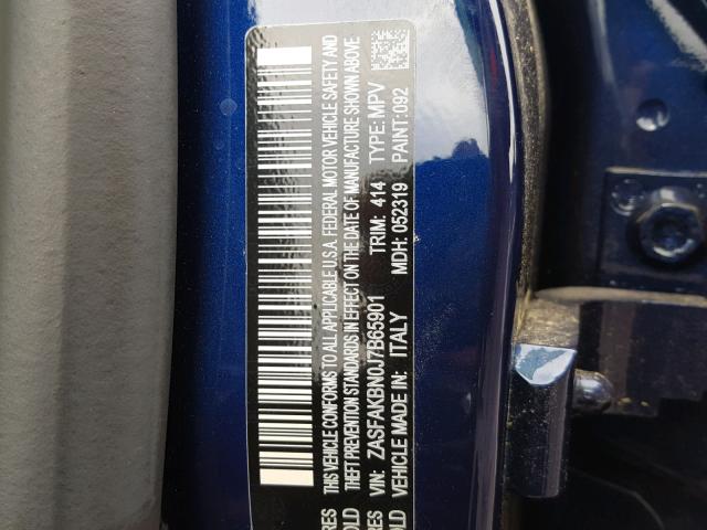 ZASFAKBN0J7B65901 - 2018 ALFA ROMEO STELVIO TI BLUE photo 10