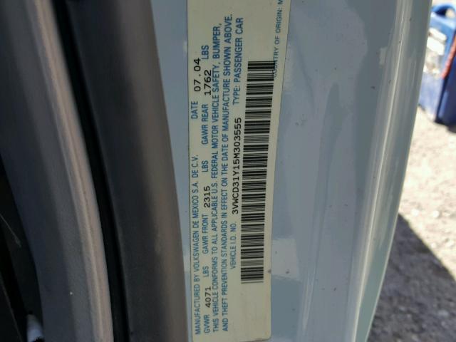 3VWCD31Y15M303555 - 2005 VOLKSWAGEN NEW BEETLE Mavi foto 10