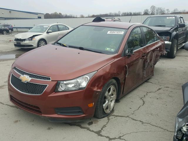 1G1PF5SC7C7388043 - 2012 CHEVROLET CRUZE LT MAROON photo 2