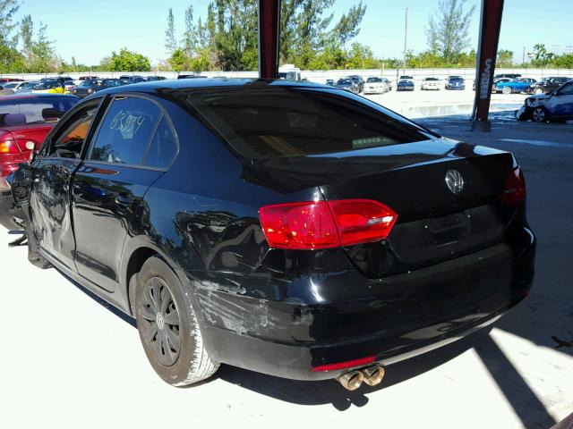 3VW2K7AJ7DM267381 - 2013 VOLKSWAGEN JETTA BASE BLACK photo 3