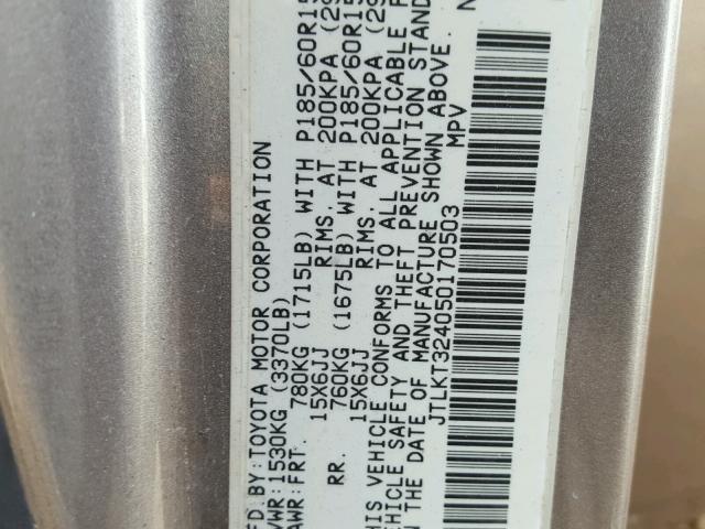 JTLKT324050170503 - 2005 TOYOTA SCION XB Қоңыр фото 10