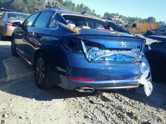 5NPE34AF1FH057293 - 2015 HYUNDAI SONATA BLUE photo 3