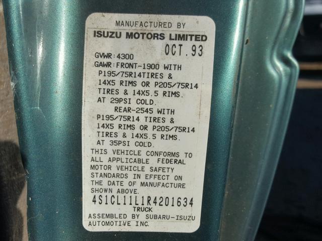 4S1CL11L1R4201634 - 1994 ISUZU CONVENTION BLUE photo 10