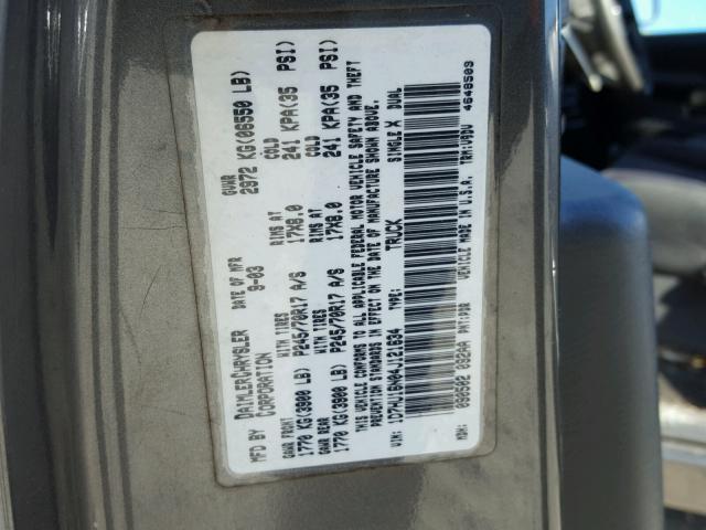 1D7HU16N04J121634 - 2004 DODGE RAM 1500 GRAY photo 10