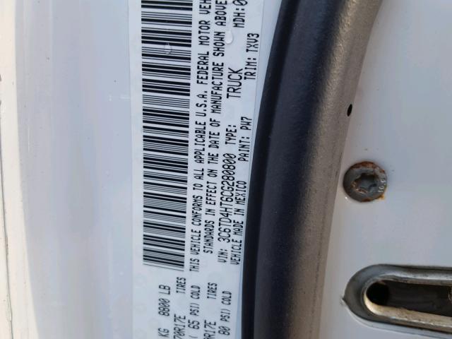 3C6TD4HT6CG280800 - 2012 DODGE RAM 2500 S WHITE photo 10