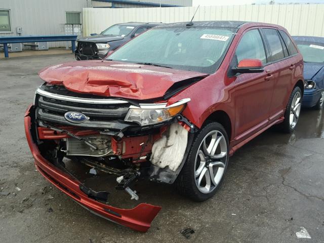 2FMDK4AK0EBA45198 - 2014 FORD EDGE SPORT MAROON photo 2