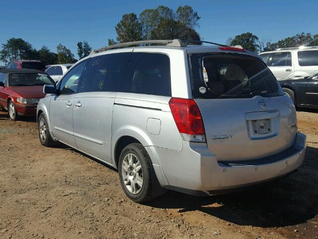 5N1BV28U25N114942 - 2005 NISSAN QUEST S GRAY photo 3