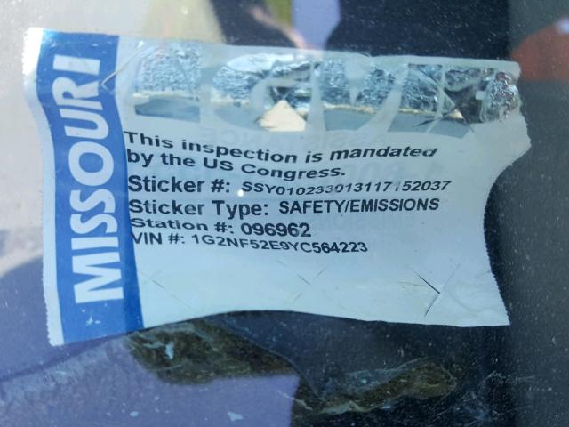 1G2NF52E9YC564223 - 2000 PONTIAC GRAND AM S WHITE photo 10