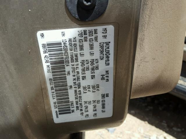 1D4HS38N63F618314 - 2003 DODGE DURANGO SP GRAY photo 10