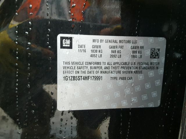 1G1ZB5ST4HF179991 - 2017 CHEVROLET MALIBU LS 黑色 照片 10