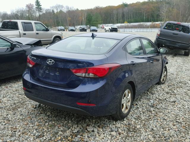 5NPDH4AE8EH537723 - 2014 HYUNDAI ELANTRA SE BLUE photo 4