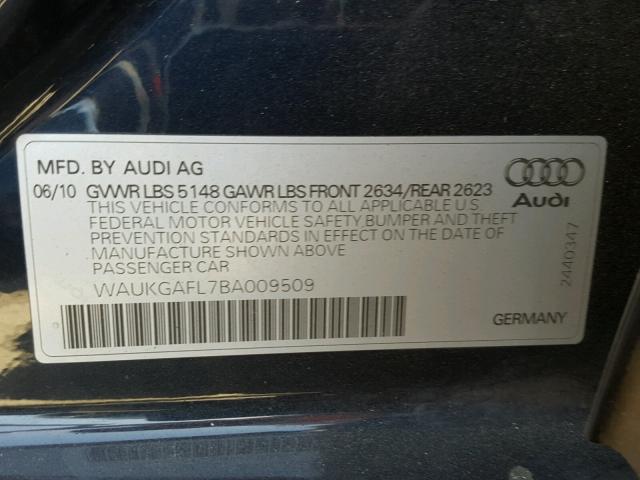 WAUKGAFL7BA009509 - 2011 AUDI S4 PRESTIG BLUE photo 10