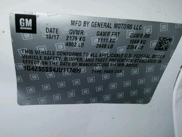 1G4ZS5SS4JU117499 - 2018 BUICK LACROSSE WHITE photo 10