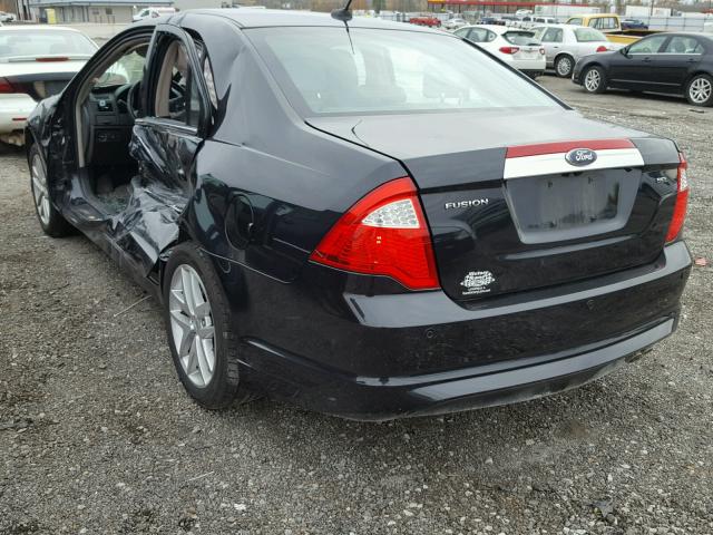 3FAHP0JA1CR411309 - 2012 FORD FUSION SEL BLACK photo 3